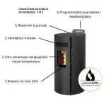 Pack Poêle à granules LEANDRO 9 Etanche + Kit Conduit Ventouse (sortie façade) - INTERSTOVES – Image 3