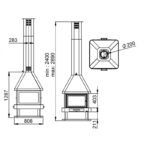 Cheminée à bois centrale 4 vitres - BRONPI Huelva 15 kW – Image 10